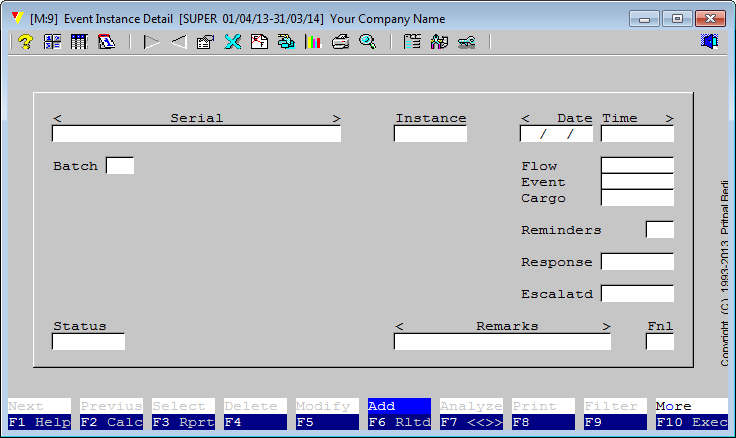 Below is the blank module where events execution is logged. This module can be reached via  <Manage><Events><Event Logs>. VouchEventizer Server will be populating it whenever an event is fired, escalated.