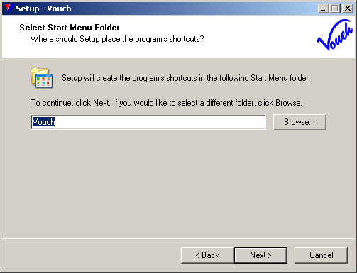 Provide a Start Menu folder name. You may leave it as is...